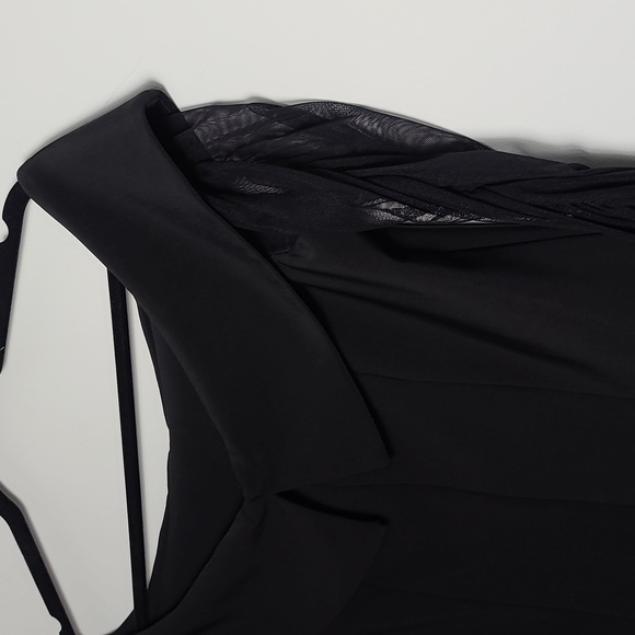 FRANK LYMAN Design Off The Shoulder Lined Blouse With Long Sheer Sleeves Size 10 - Picture 11 of 14